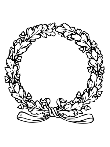 Laurels Wreath With Ribbon Coloring Page